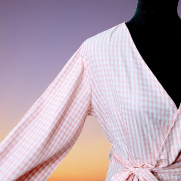 🆕Gingham Check Wrap Dress W/Belt size 12 - Picture 6 of 10